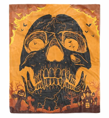 Halloween Fleece Blanket Personalized Any Name Skull Sofa Bed Blanket For Adults - Image 1 of 4