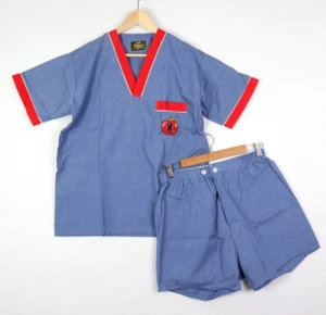 NEW Pelaco Mens Vintage Pyjamas Size M Shorts Short Sleeve V Neck Blue - Picture 1 of 10