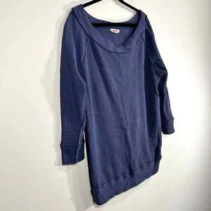 Mazik Blue Thermal Waffle Knit Top Medium - Picture 1 of 5