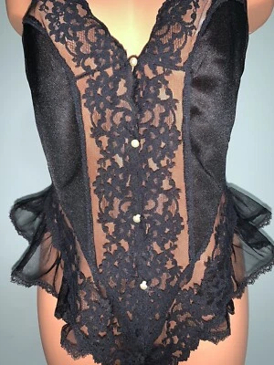 Vtg Sheer Chiffon Fredrick's Of Hollywood Teddy Negligee S Flutter Panty - Image 1 of 4