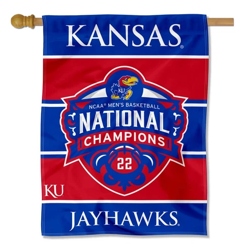 Kansas KU Jayhawks 2022 Mens Basketball National Champions Double Sided Banner Cover