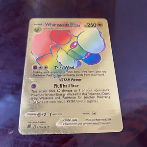 Whimsicott VSTAR 175/172 HP250 arcobaleno lamina d'oro fan art carta da esposizione Pokemon - Foto 1 di 3