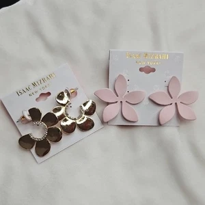 Isaac Mizrahi Lote de 2 Pares Pendientes Tono Dorado Flor Rosa Claro Nuevo con Etiquetas - Imagen 1 de 6