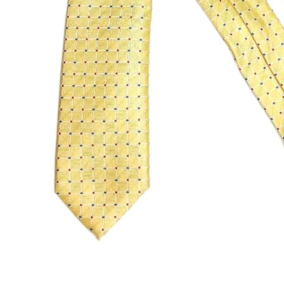 Gravata Chaps Tecido Menino 51” Gráfico Amarelo Xadrez Listra Ponto Designer Gravata Magra Nova - Imagem 1 de 4