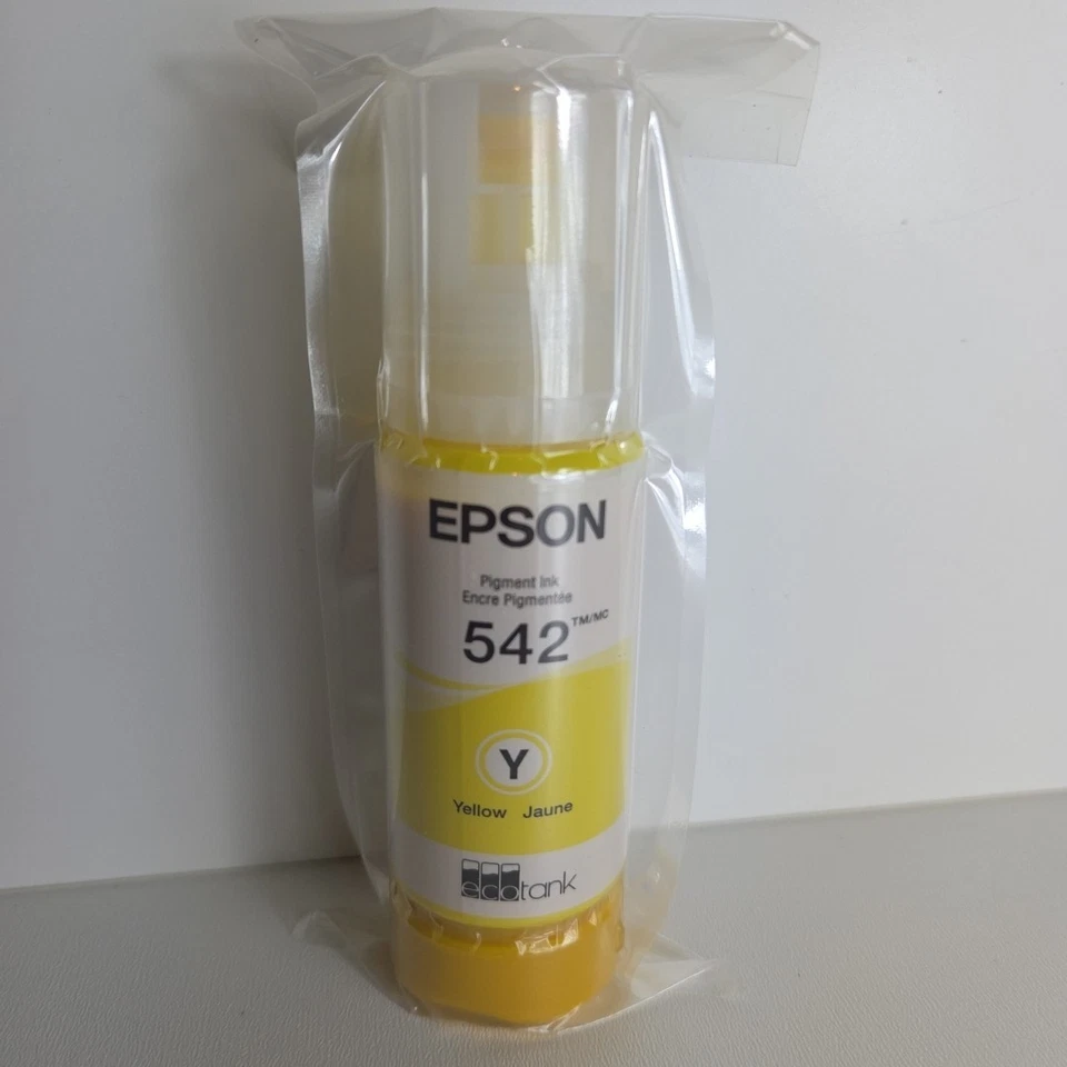NEW GENUINE - EPSON 542 ECOTANK YELLOW INK BOTTLE - T542420-S - Sealed Bag 2029 - Image 1 of 1