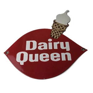 Vintage Dairy Queen Schild - Porzellan Diner Zapfsäule Eistüte Schild - Bild 1 von 14