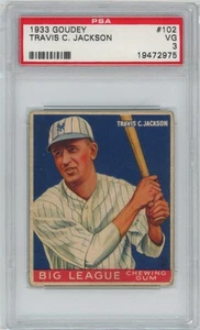 1933 Goudey TRAVIS C JACKSON #102 Yankees RC Rookie PSA 3 VERY GOOD Rare! L449 - Picture 1 of 3