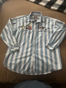 Looney Tunes Classic Wear Denim Button Down groß bestickt 100 % Baumwolle cool! - Bild 1 von 9