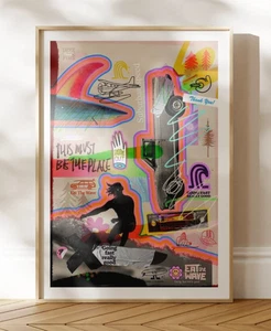 Trippy Surfing Collage Poster - Retro Vintage Surf Art Wall Decor - Picture 1 of 3