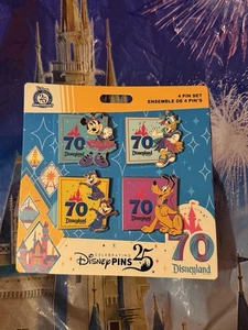 Nuevo con etiquetas Juego de 4 prendedores de Minnie Mouse y sus amigos - Disneyland 70 aniversario - Imagen 1 de 2