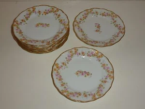 Stunning Vintage Set 8 M. Redon Limoges Small Plates, Floral Garland Design - Picture 1 of 6