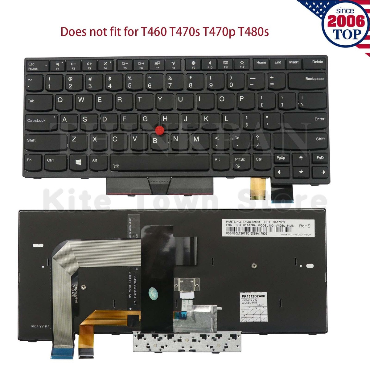 New US Keyboard Backlit w/ Pointer for Lenovo Thinkpad T470