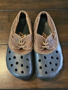 Crocs Islander Pitcrew Bootsschuhe Clogs Damengröße 8 Herren 6 schwarz braun - Bild 1 von 8