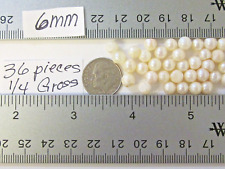 36pc Vtg 6mm 1 Hole GLASS Pearl Bead Ball Mix Cream Jewelry Craft repair Lot