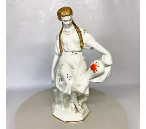 Sowjetische Vintage Porzellan Figur Ukrainisches Mädchen mit einem Krug UdSSR - Bild 1 von 10