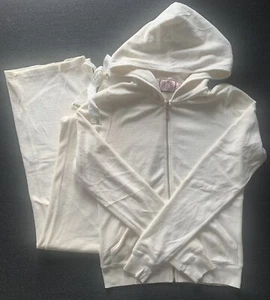 Original saftiger Couture Hoodie Medium & Bottoms Petite Cream rosa Strasssteine - Bild 1 von 5