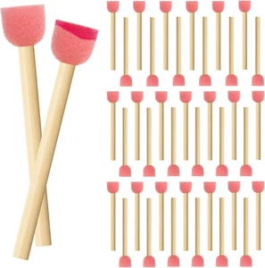 Molain Confezione 40 Pennelli Spugna Pittura 0,6'' Pennello Rotondo Spugna Schiuma Manico Legno - Foto 1 di 12