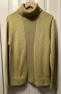 Vintage 1990's Liz Claiborne LizSport Turtleneck Knit Sweater XL Cotton Avocado - Picture 1 of 10