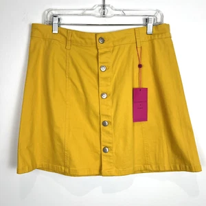 Celebrity Pink Womens NWT Mini Skirt Soft Button Down Sz 13/31 Mustard Academia - Picture 1 of 11
