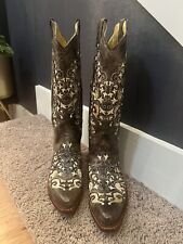 Distressed Brown Ferrini Ladies DAZZLE Snip Toe Boots Size 7.5