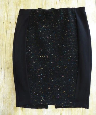 Falda lápiz Bailey 44 negra mezcla de lana texturizada hasta la rodilla modesta pequeña Foto 1 de 4