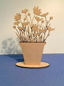 Schöne 4-lagige MDF Gänseblümchen aus Holz im Topf Basteln Formen Rohlinge 3 mm stark - Bild 1 von 6