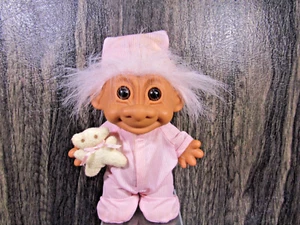 Vintage 1990's Sleepy Time Night Russ Berrie 8"Troll Doll Pink Trap Door Pajamas - Picture 1 of 13