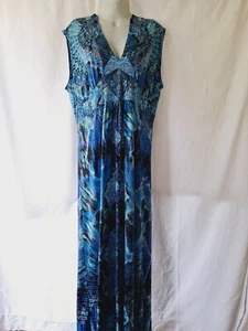 Abito World Unity XL blu slinky maxi boho dea fata core gemme vestito - Foto 1 di 6