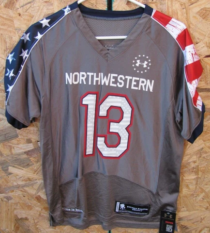 NEW UNDER ARMOUR NORTHWESTERN FOOTBALL JERSEY #13 YOUTH MEDIUM WOUNDED WARRIOR Cover