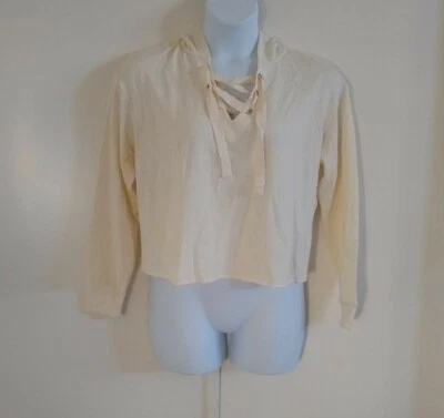 Sudadera corta con capucha Xhilaration para mujer manga larga con cordón beige crema XL Foto 1 de 4