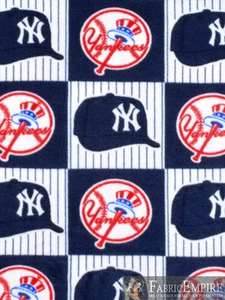 MLB New York Yankees Block Edition Licensed Fleece Fabric  / 58 Wide / SOLD BTY  - Picture 1 of 1