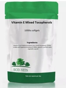 Vitamin E 1000IU Mixed Tocopherols Capsules – Natural Antioxidant Support - Picture 1 of 2