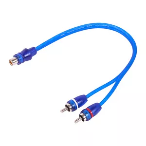 NEW SKAR AUDIO 1-FEMALE TO 2-MALE RCA Y-ADAPTER (12-INCHES) - SKARRCA-1F2M - Picture 1 of 5