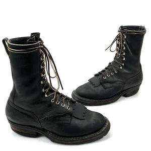 Whites Packer Stiefel Herren Größe 10 EE Schwarz Leder Weiß’s Original Hergestellt in den USA Stiefel - Bild 1 von 18