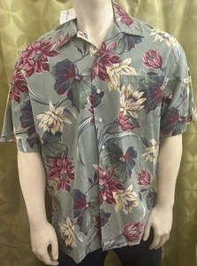 L Vintage Nuova con etichette anni 90 POLO RALPH LAUREN Camicia da Campeggio Floreale COLLO A STRAPPO Verde COTONE - Foto 1 di 9