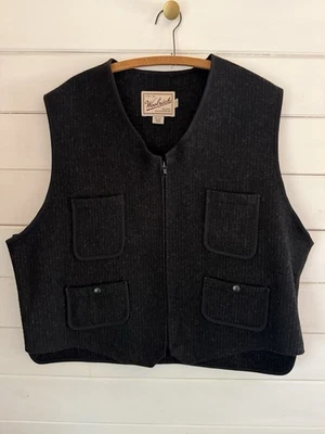VTG WOOLRICH Wool Pinstripe Utility Sport Hunting Vest Charcoal Black Men Sz XXL - Image 1 of 4