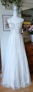 XS New W/tags Size 3/4 White Formal Corset Top Prom Wedding Formal Maxi Dress - Picture 1 of 13