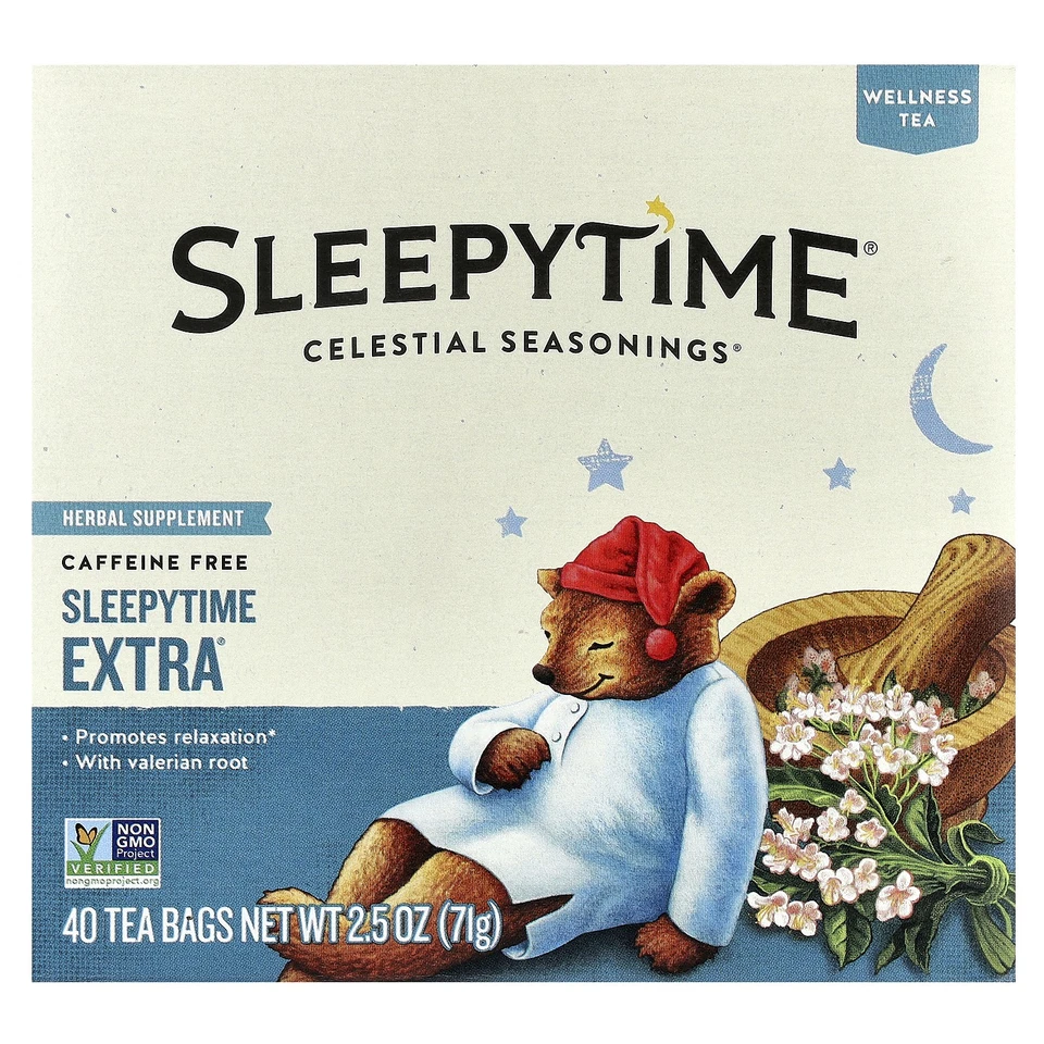 Té Wellness, Sleepytime Extra®, sin cafeína, 40 bolsitas de té, 2,5 oz (71 g) Foto 1 de 3