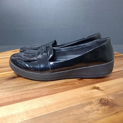 Fitflop Fringey Zapatilla Mocasín Charol Negro 8.5 Mocasines Zapatos Sin Cordones Foto 1 de 4
