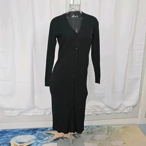 Ralph Lauren Black Label Ribbed Silk Dress Black - Picture 1 of 17