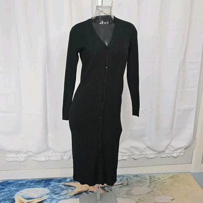 Vestido Ralph Lauren Negro Etiqueta Acanalado Seda Negro Foto 1 de 4