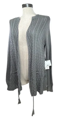 Suéter O'NEILL Donnie Cardi M Gris Frente Abierto Cintura Corbata Cable Tejido Mezcla de Algodón Foto 1 de 4