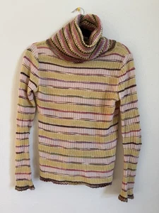 Y2K Missoni grün rosa gestreifter Strick Rollkragen Pullover Gr. US 8 IT 44 - Bild 1 von 7
