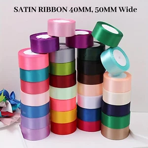 DOUBLE SIDED/FACED SATIN RIBBON Quality 40mm 50mm Wide 25 Metres Full Roll - Picture 1 of 75