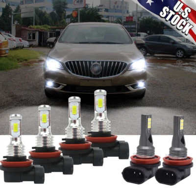 For Buick Verano 2012-2017 LED Headlight High Low beam + Fog light 6 Bulbs 6000k - Image 1 of 4