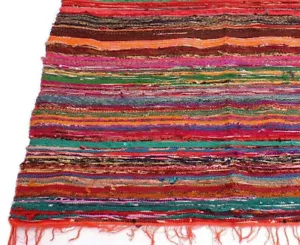 Alfombras Indias Multi Naranja Algodón Tejido a Mano Alfombra Decoración de Piso Alfombra Chindi EE. UU. - Imagen 1 de 6