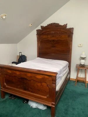 Antique 4 piece solid wood & marble Set - Double Size Bed - Image 1 of 4