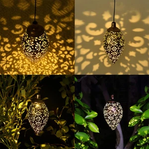 US 2-4 Pack Hanging Solar Lights Solar Lantern LED Garden Metal Lamp Waterproof - Picture 1 of 20