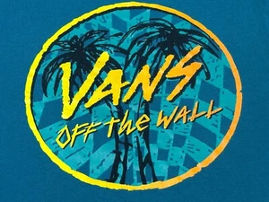 VANS Men's Short Sleeve TEAL T-SHIRT SIZE M - MEDIUM - 2 Sided - Off The Wall - Picture 1 of 21