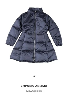 EMPORIO ARMANI Toddler Kids Little Girl Down Coat Jacket, Navy, size 7A (124cm) - Image 1 of 4